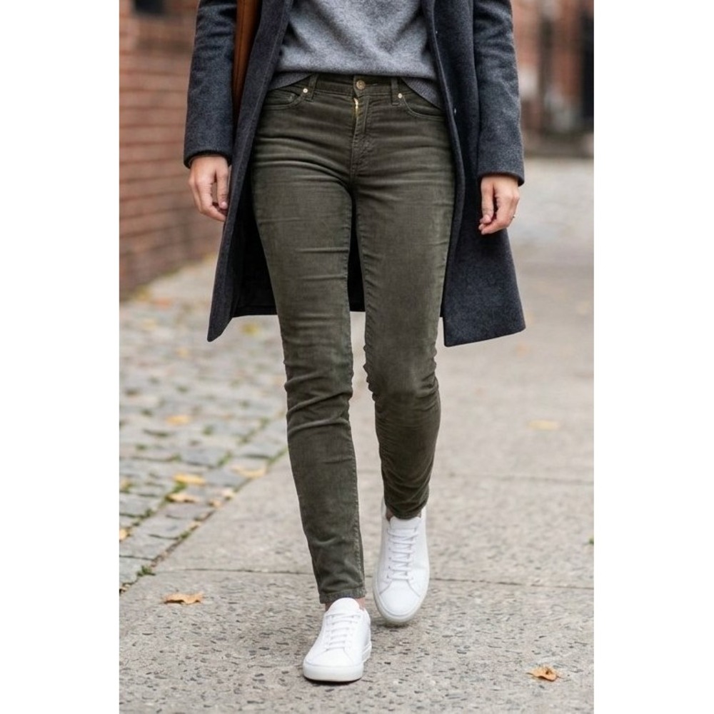Vince Luxury Fine-Wale Skinny Corduroy Pants – Olive Green/Brown Women's 31
